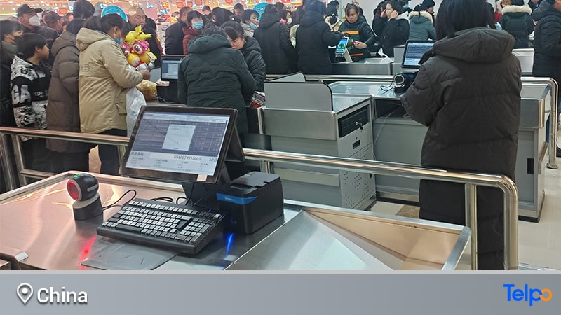 Telpo-TPS680-POS-cash-register-machine-in-supermarket