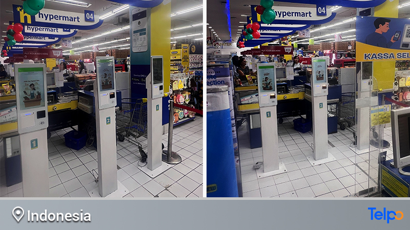 Telpo-K10-Self-Checkout-Machine-supermarket-in-Hypermart-Indonesia